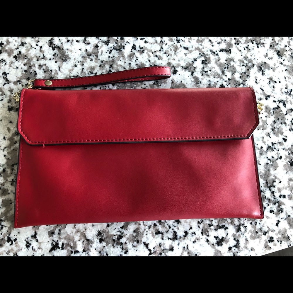 Red leather clutch